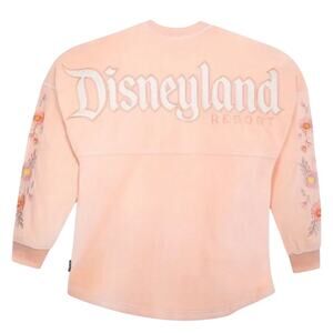 Disney Parks Peach Floral Sleeve Velour Embroidered Disneyland Spirit Jersey M